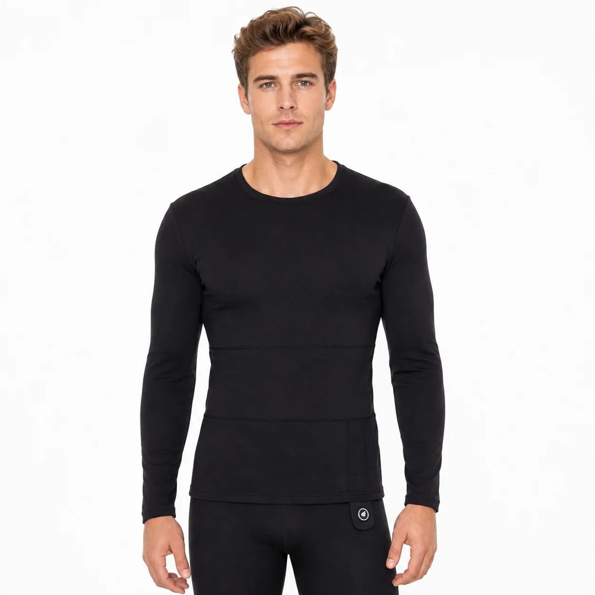 Verwarmd thermoshirt heren zwart, gedragen